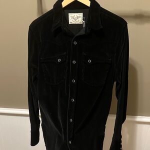 Rusty Pistons Men’s Black Velvet Button-Down Shirt